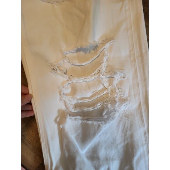 Vervet Flying Monkey 90s Vintage Loose Wide Leg Jeans 28 NEW White Destroyed - Picture 3 of 6